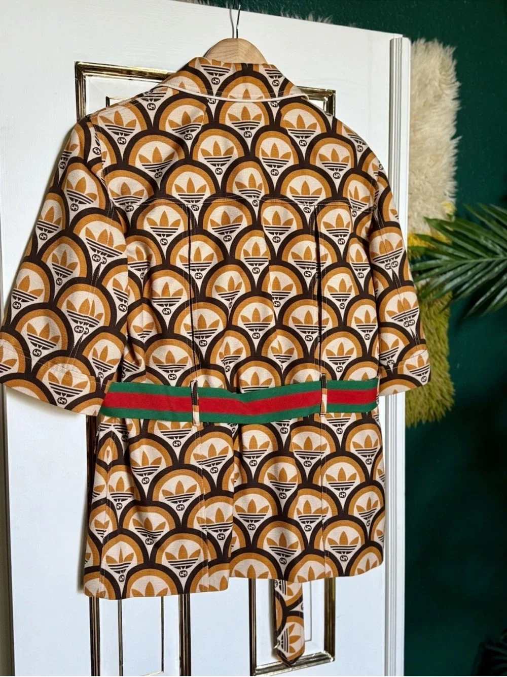 Gucci Orange and Brown Geometric Short-Sleeve Button-Down Shirt